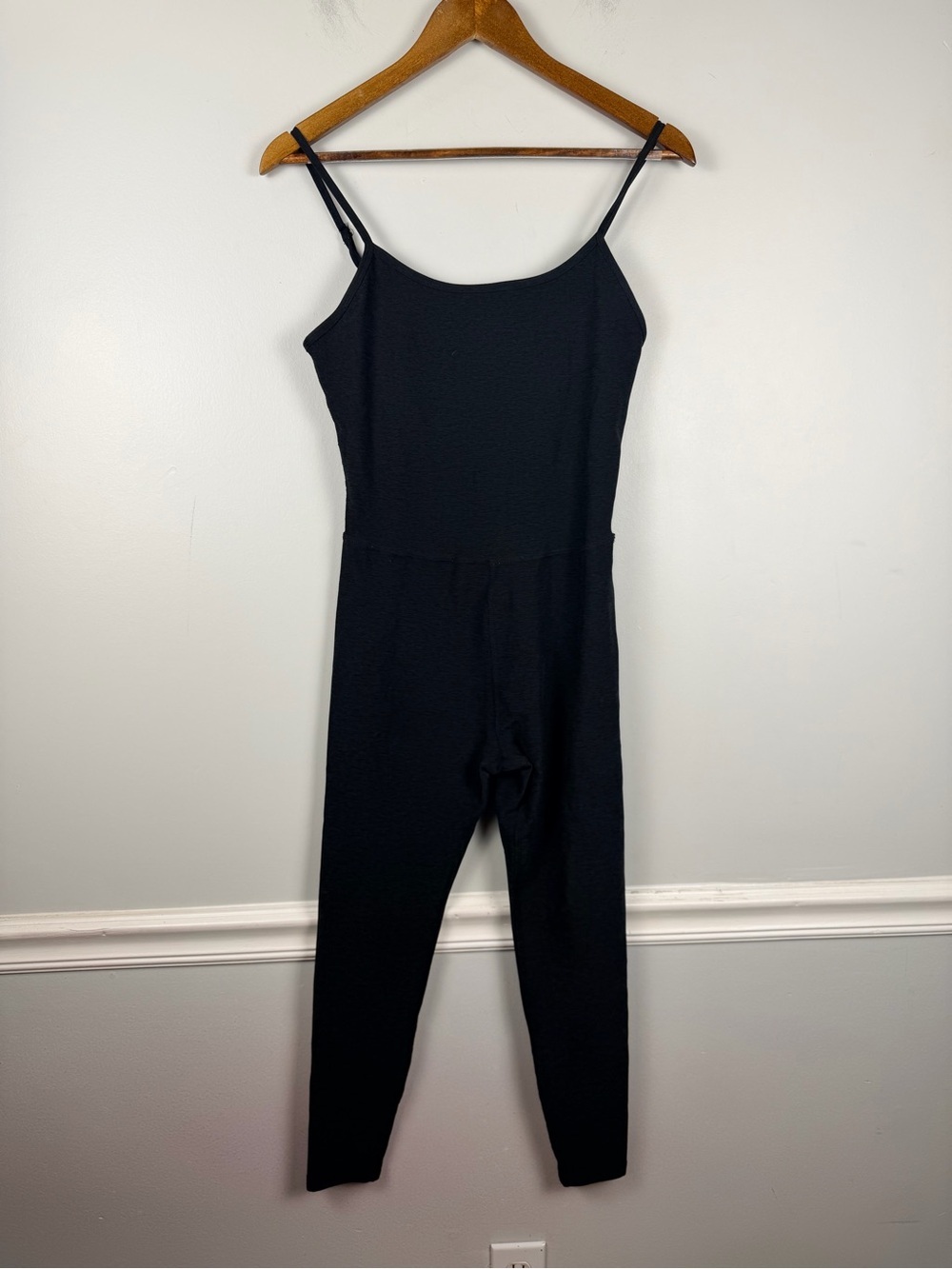 Beyond yoga Spacedye Uplevel Midi Jumpsuit in dark grey/black size medium